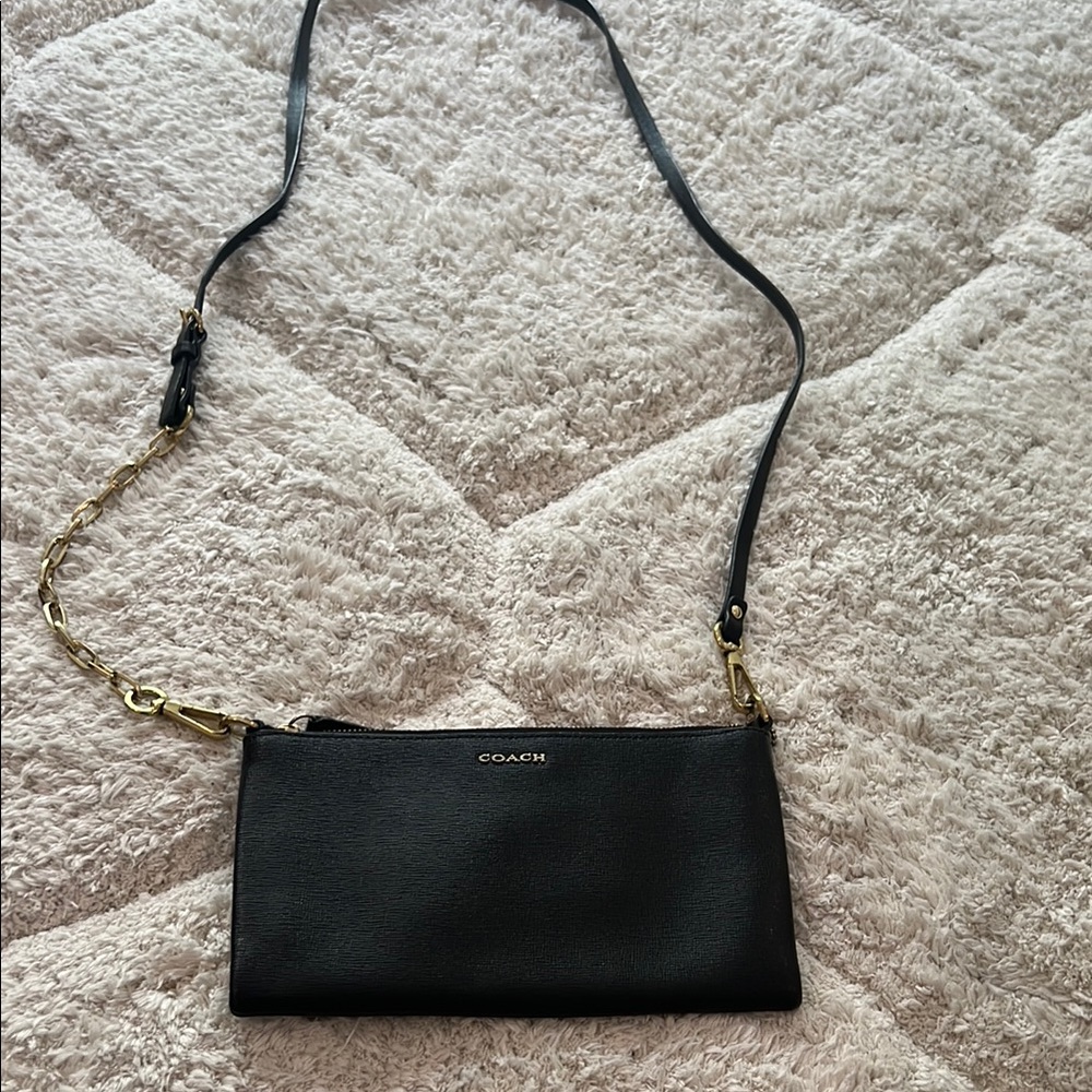 Coach Black Crossbody Bag with Chain Detail